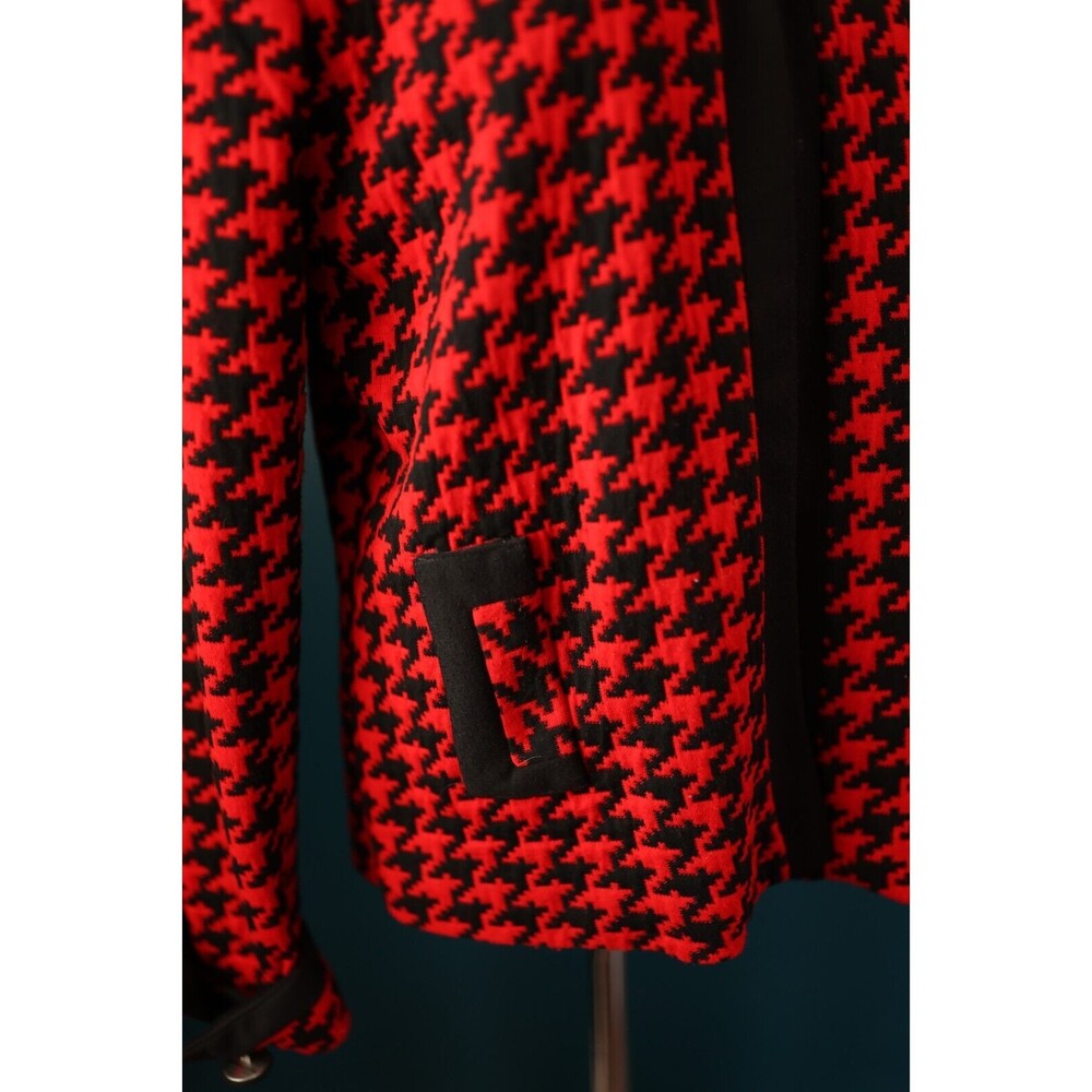 Vintage Victoria Morgan Red Black Houndstooth Corporate Goth Blazer Jacket 10 - Picture 12 of 12